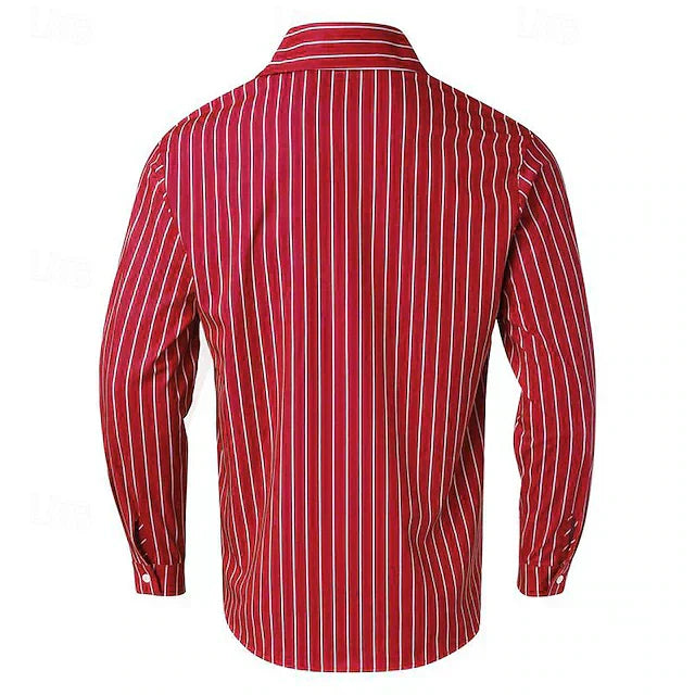 Gestreiftes Hemd | Langarm | Slim Fit | Hemd mit Knöpfen | Herrenhemden-Chaps Herrenmode