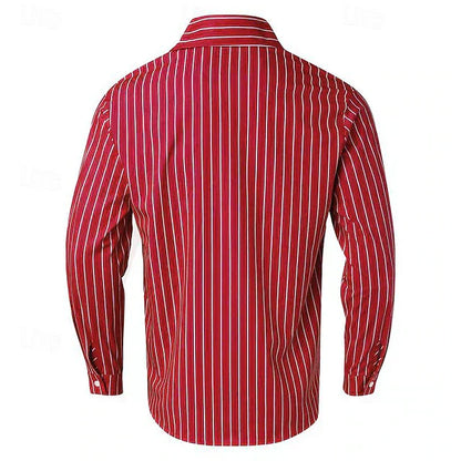 Gestreiftes Hemd | Langarm | Slim Fit | Hemd mit Knöpfen | Herrenhemden-Chaps Herrenmode