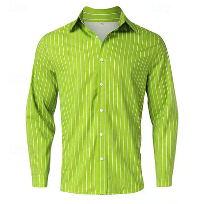 Gestreiftes Hemd | Langarm | Slim Fit | Hemd mit Knöpfen | Herrenhemden-Chaps Herrenmode