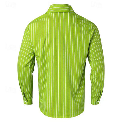 Gestreiftes Hemd | Langarm | Slim Fit | Hemd mit Knöpfen | Herrenhemden-Chaps Herrenmode