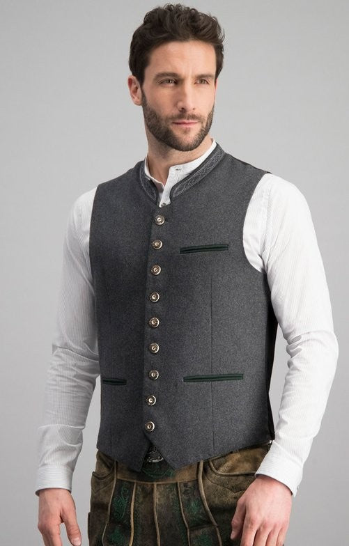 Graue Weste - Klassische ärmellose einreihige Anzugweste für Männer-Chaps Herrenmode
