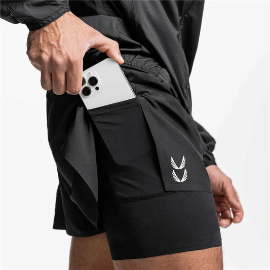 Gym Shorts | Drawstring | 2-in-1 | Sport Shorts | Herren Laufshorts-Chaps Herrenmode