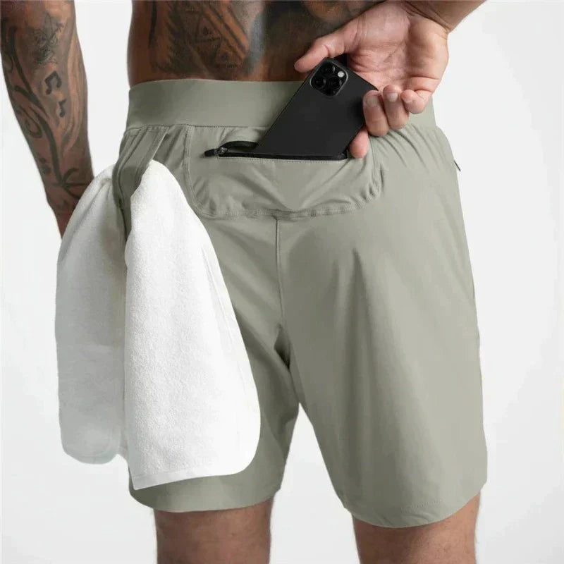 Gym Shorts | Kordelzug | Leichtgewicht | Sport Shorts | Herren Trainingsshorts-Grün-S-Chaps Herrenmode