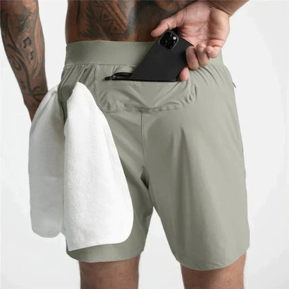 Gym Shorts | Kordelzug | Leichtgewicht | Sport Shorts | Herren Trainingsshorts-Grün-S-Chaps Herrenmode