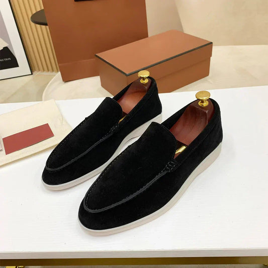 Halbschuhe | Bequem | Slip-On | Wildleder-Slipper | Herrenschuhe-Schwarz-38-Chaps Herrenmode
