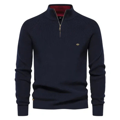 Half Zip Pullover - Baumwolle - Warm - Strickpullover - Herren Quarter Zip Pullover-Marineblau-S-Chaps Herrenmode