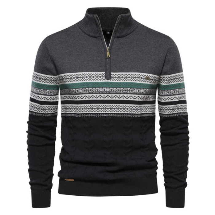 Half Zip Pullover | Gestrickt | Winter | Pullover | Herrenbekleidung-Dunkelgrau-S-Chaps Herrenmode