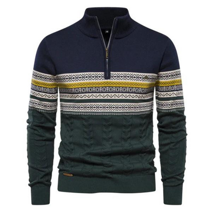 Half Zip Pullover | Gestrickt | Winter | Pullover | Herrenbekleidung-Marineblau-S-Chaps Herrenmode