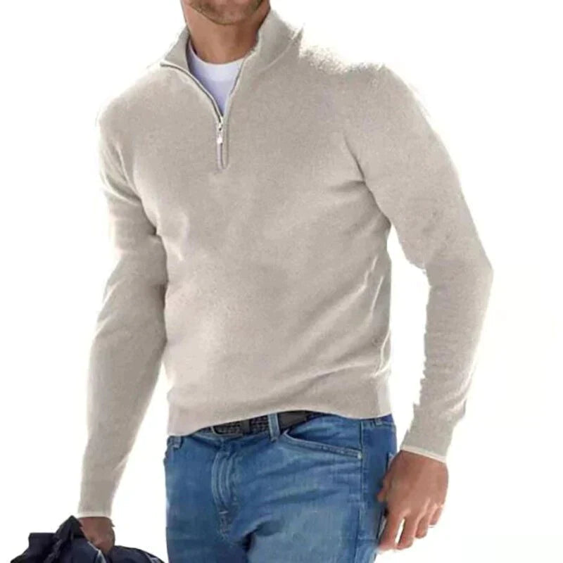 Half-Zip Pullover - Warmer Langarm-Strickpullover für Männer-Aprikose-S-Chaps Herrenmode