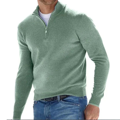 Half-Zip Pullover - Warmer Langarm-Strickpullover für Männer-Grün-S-Chaps Herrenmode