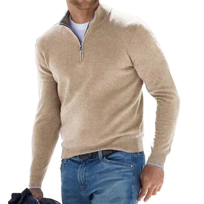 Half-Zip Pullover - Warmer Langarm-Strickpullover für Männer-Khaki-S-Chaps Herrenmode