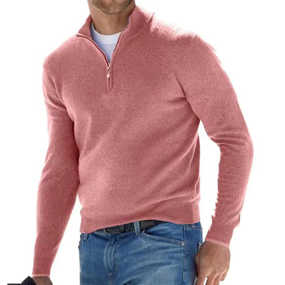 Half-Zip Pullover - Warmer Langarm-Strickpullover für Männer-Rosa-S-Chaps Herrenmode