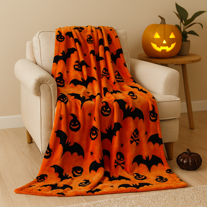 Halloween Decke - Orange - Totenkopf - Halloween Wurf - Halloween Dekoration-Chaps Herrenmode