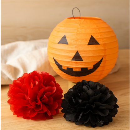 Halloween Kürbis Laterne | Hängend | Dekoration Set | Papierlaterne | Halloween Dekoration-Chaps Herrenmode