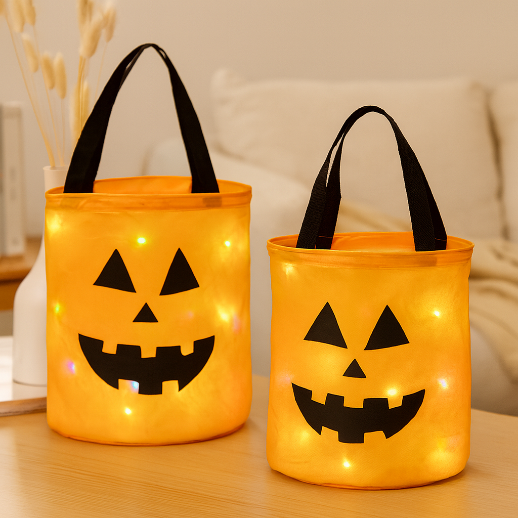 Halloween Tasche - LED Lichter - Trick or Treating - Kürbistasche - Halloween Dekoration-Chaps Herrenmode
