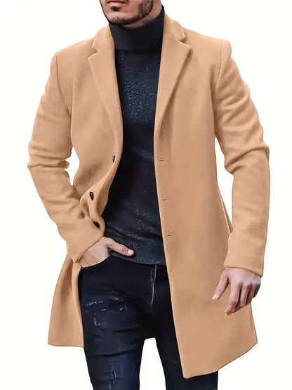 Hank Wolljacke | Klassischer Wollmantel für Männer-Khaki-S-Chaps Herrenmode