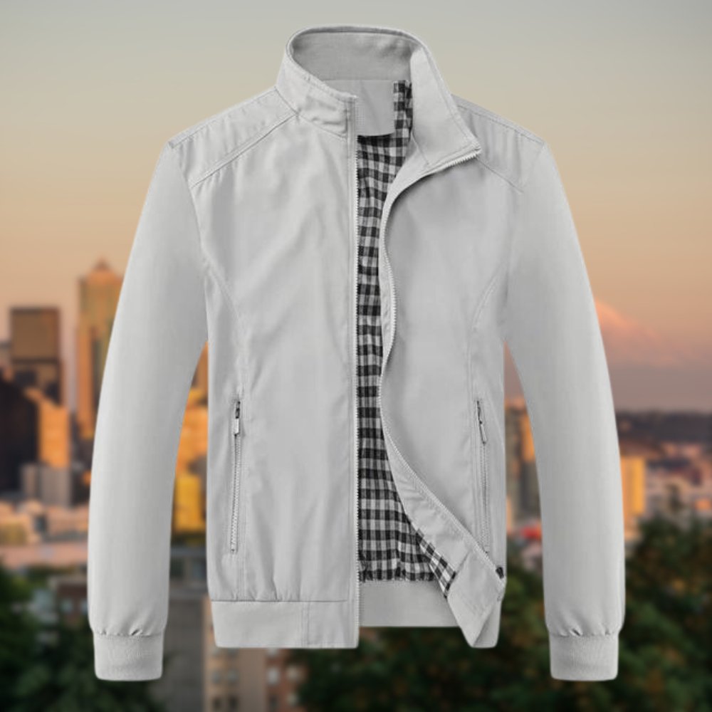 Harrington-Jacke | Reißverschluss | Winddicht | Bomberjacke | Herrenjacke-Grau-M-Chaps Herrenmode