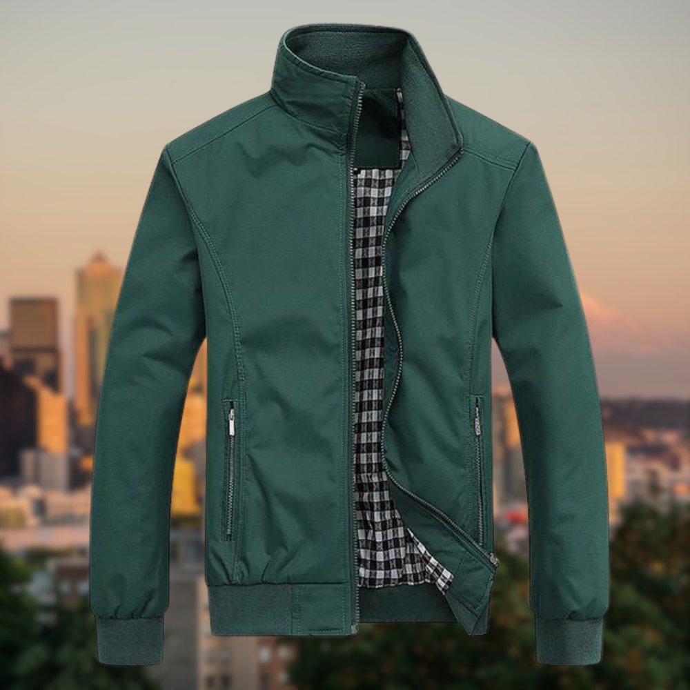 Harrington-Jacke | Reißverschluss | Winddicht | Bomberjacke | Herrenjacke-Grün-M-Chaps Herrenmode