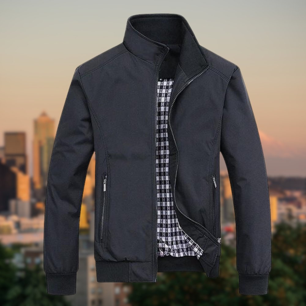 Harrington-Jacke | Reißverschluss | Winddicht | Bomberjacke | Herrenjacke-Schwarz-M-Chaps Herrenmode