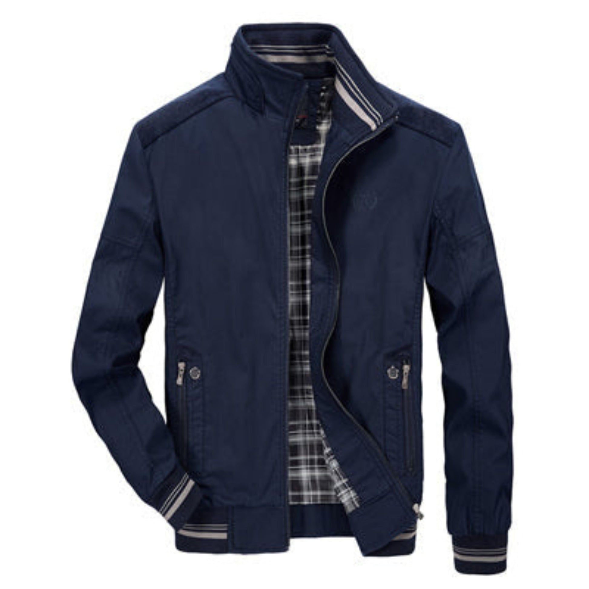 Harrington Jacke | Zip-Up | Winddicht | Bomberjacke | Freizeitjacken für Männer-Blau-S-Chaps Herrenmode
