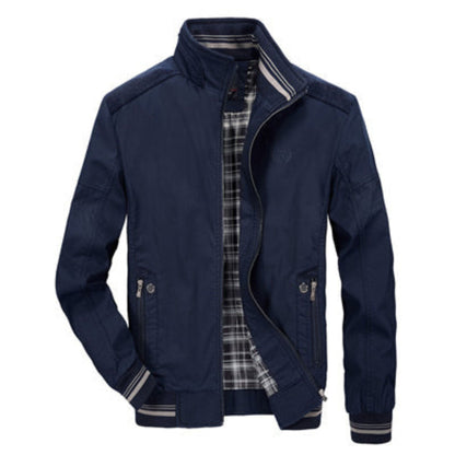 Harrington Jacke | Zip-Up | Winddicht | Bomberjacke | Freizeitjacken für Männer-Blau-S-Chaps Herrenmode