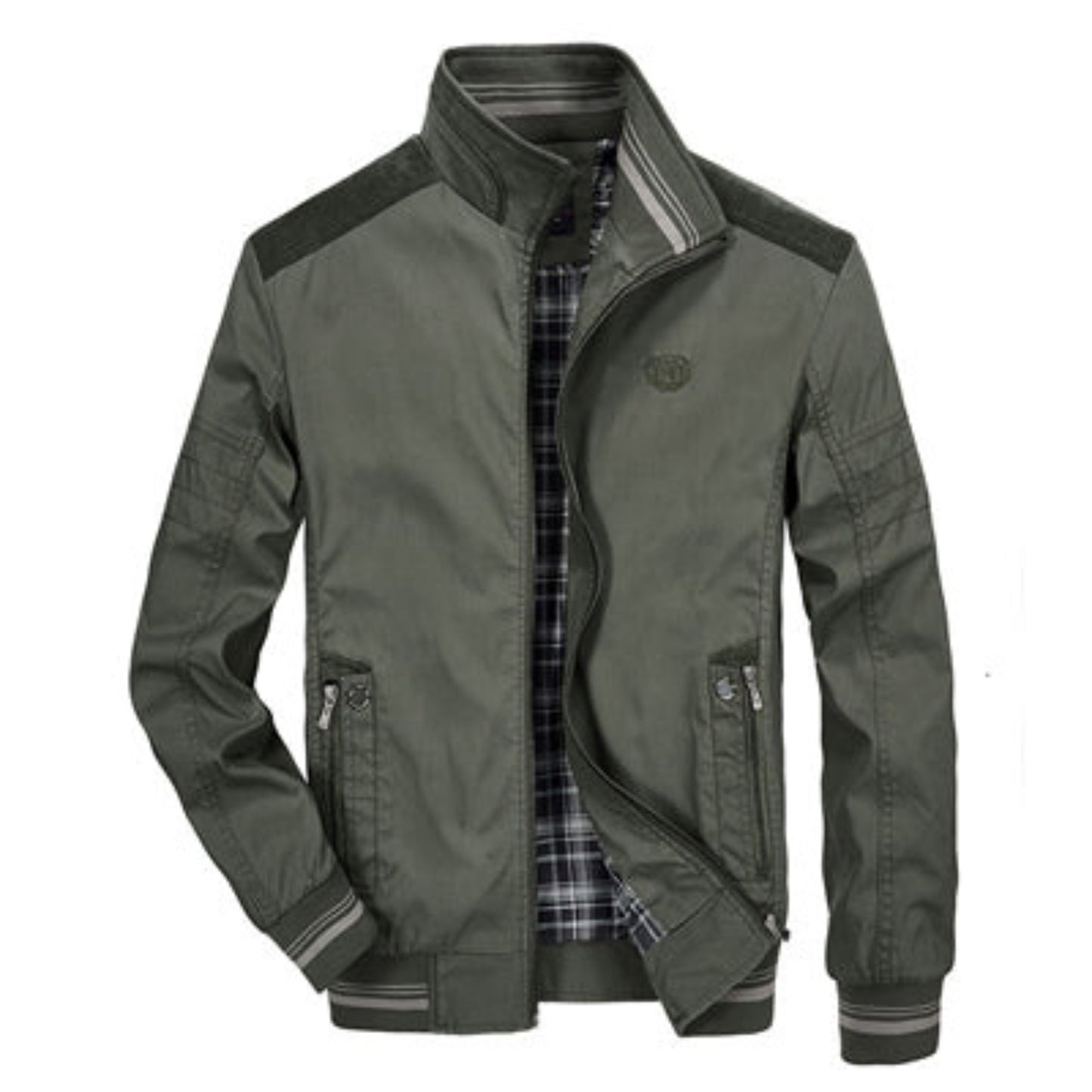 Harrington Jacke | Zip-Up | Winddicht | Bomberjacke | Freizeitjacken für Männer-Grün-S-Chaps Herrenmode