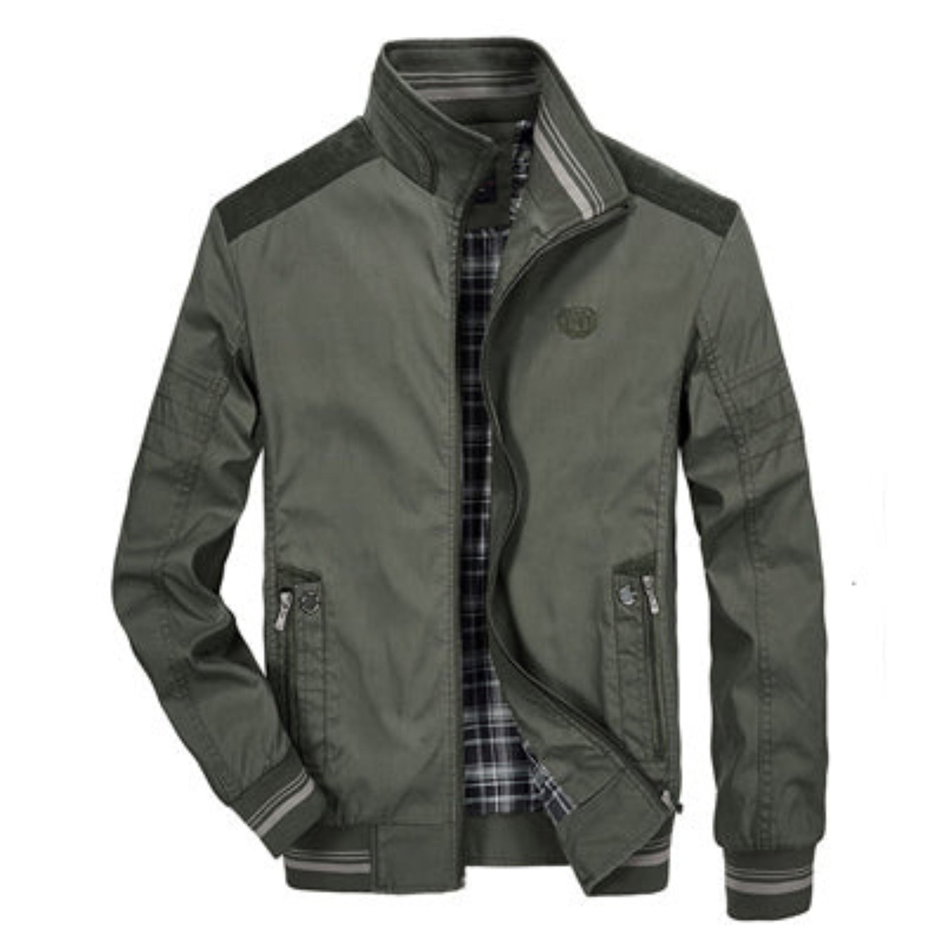 Harrington Jacke | Zip-Up | Winddicht | Bomberjacke | Freizeitjacken für Männer-Grün-S-Chaps Herrenmode