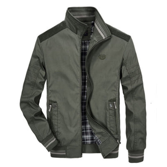Harrington Jacke | Zip-Up | Winddicht | Bomberjacke | Freizeitjacken für Männer-Grün-S-Chaps Herrenmode