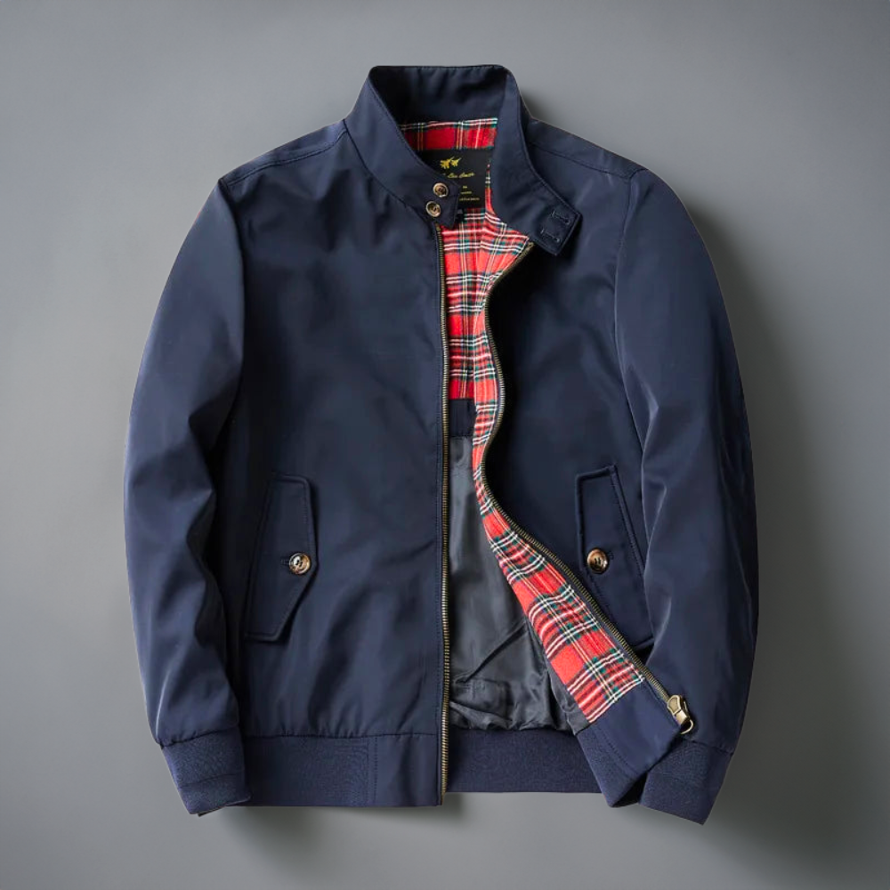 Harrington-Jacke | mit Reißverschluss | Herbst | Bomberjacke | Herrenjacke-Marineblau-M-Chaps Herrenmode