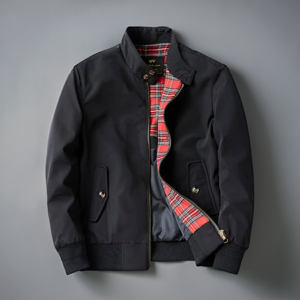 Harrington-Jacke | mit Reißverschluss | Herbst | Bomberjacke | Herrenjacke-Schwarz-M-Chaps Herrenmode