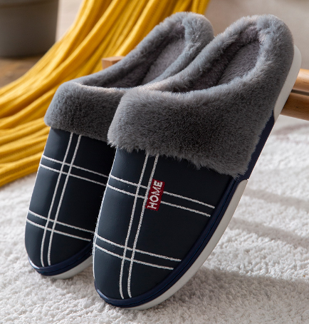 Hausschuhe – Slip-Ons – Winter – Hausschuhe für drinnen – Hausschuhe für Herren-Blau-38/39-Chaps Herrenmode