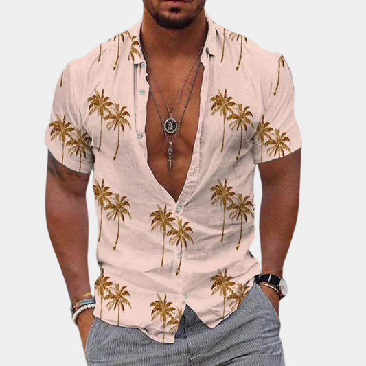 Hawaii-Hemd - Kurzärmeliges Button-Up-Hemd für Männer für den Sommer-Aprikose-S-Chaps Herrenmode