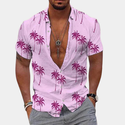 Hawaii-Hemd - Kurzärmeliges Button-Up-Hemd für Männer für den Sommer-Rose-S-Chaps Herrenmode