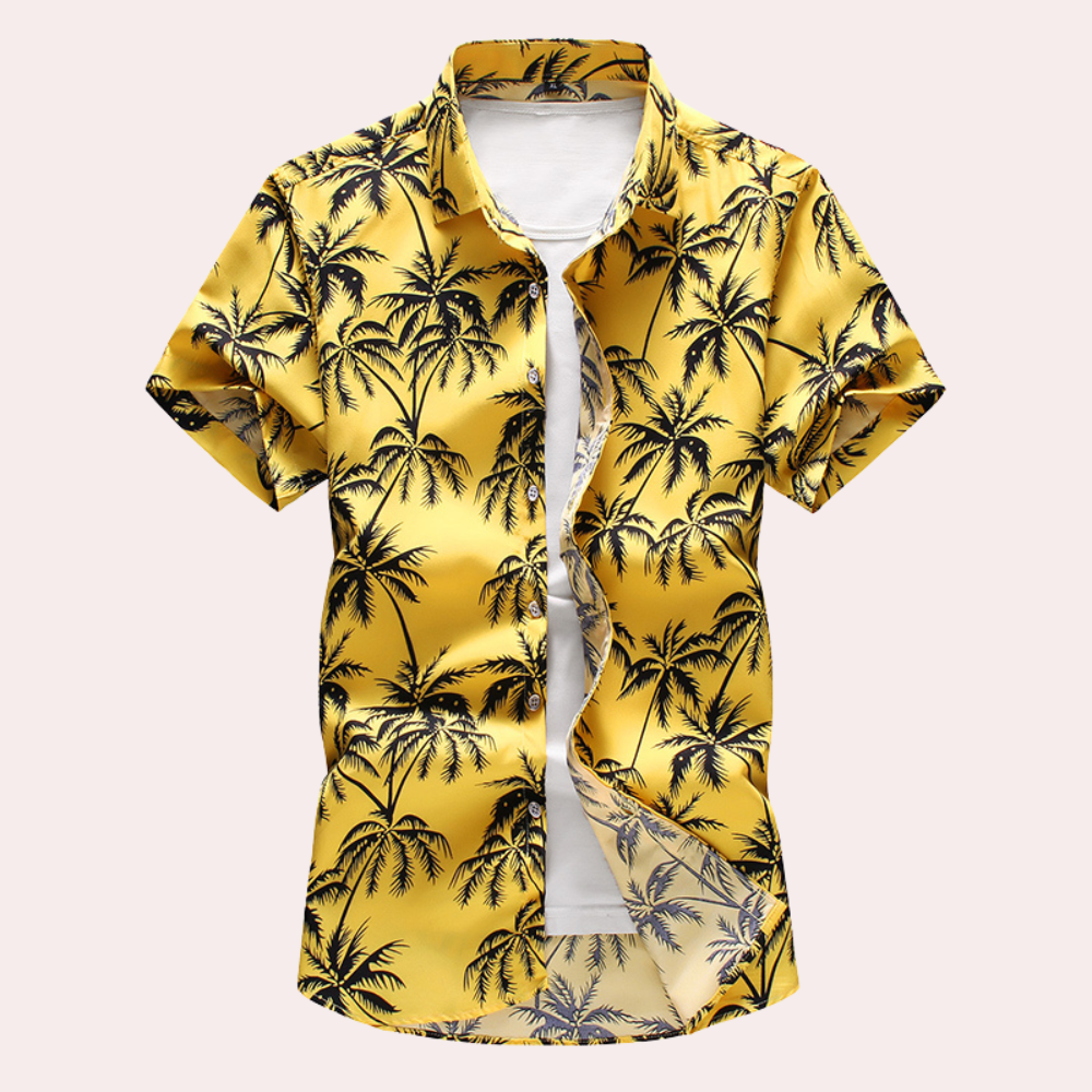 Hawaiihemd – Kurzarm – Knopfleiste – Sommerhemd – Herrenhemden-Gelb-M-Chaps Herrenmode