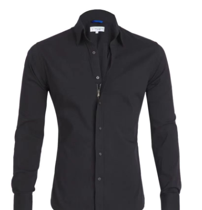 Hemd | Hemd mit Reißverschluss | Langarm | Hemd mit Knöpfen | Herrenhemden-Schwarz-XS-Chaps Herrenmode