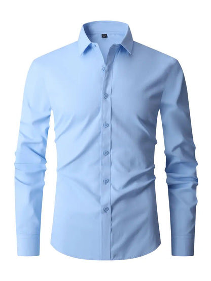 Hemd | Langarm | Knitterfrei | Hemd mit Knopfleiste | Herrenhemd-Hellblau-XS-Chaps Herrenmode