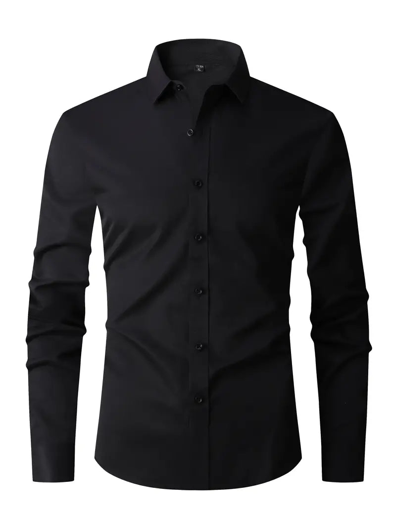 Hemd | Langarm | Knitterfrei | Hemd mit Knopfleiste | Herrenhemd-Schwarz-XS-Chaps Herrenmode
