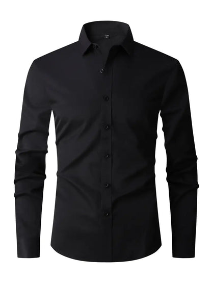 Hemd | Langarm | Knitterfrei | Hemd mit Knopfleiste | Herrenhemd-Schwarz-XS-Chaps Herrenmode