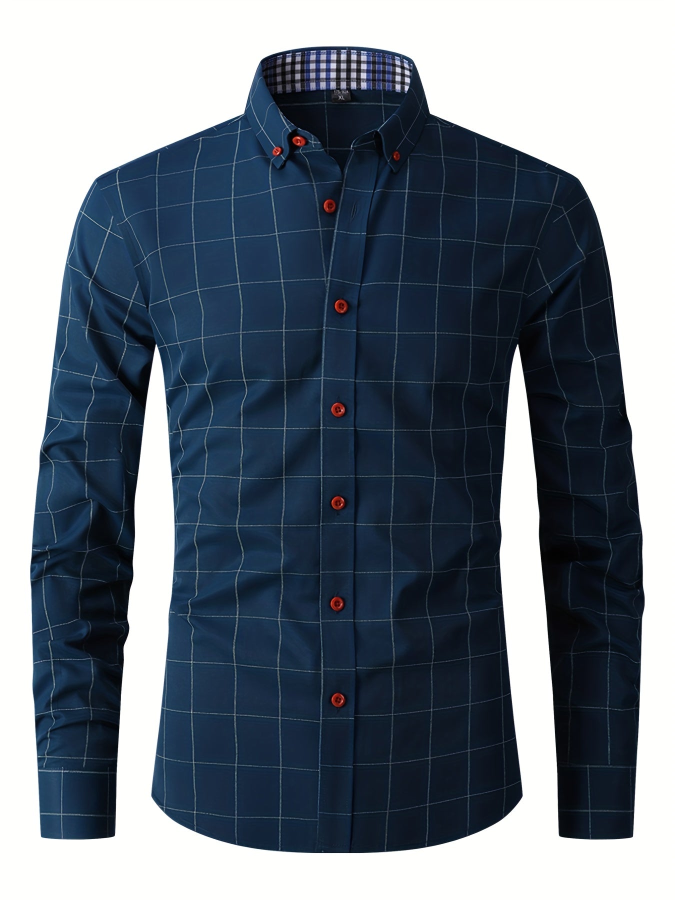 Hemd | Langarm | Slim Fit | Oxford Hemd | Herren-Knopfleistenhemd-Dunkelblau-M-Chaps Herrenmode