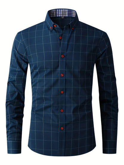 Hemd | Langarm | Slim Fit | Oxford Hemd | Herren-Knopfleistenhemd-Dunkelblau-M-Chaps Herrenmode