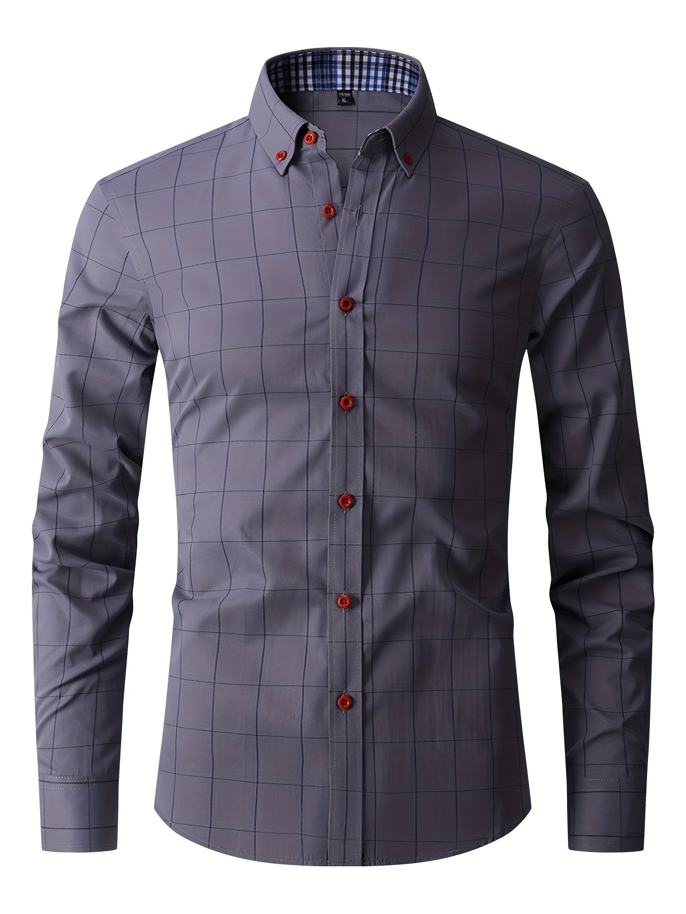 Hemd | Langarm | Slim Fit | Oxford Hemd | Herren-Knopfleistenhemd-Grau-M-Chaps Herrenmode
