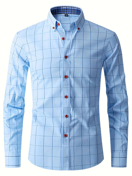 Hemd | Langarm | Slim Fit | Oxford Hemd | Herren-Knopfleistenhemd-Hellblau-M-Chaps Herrenmode