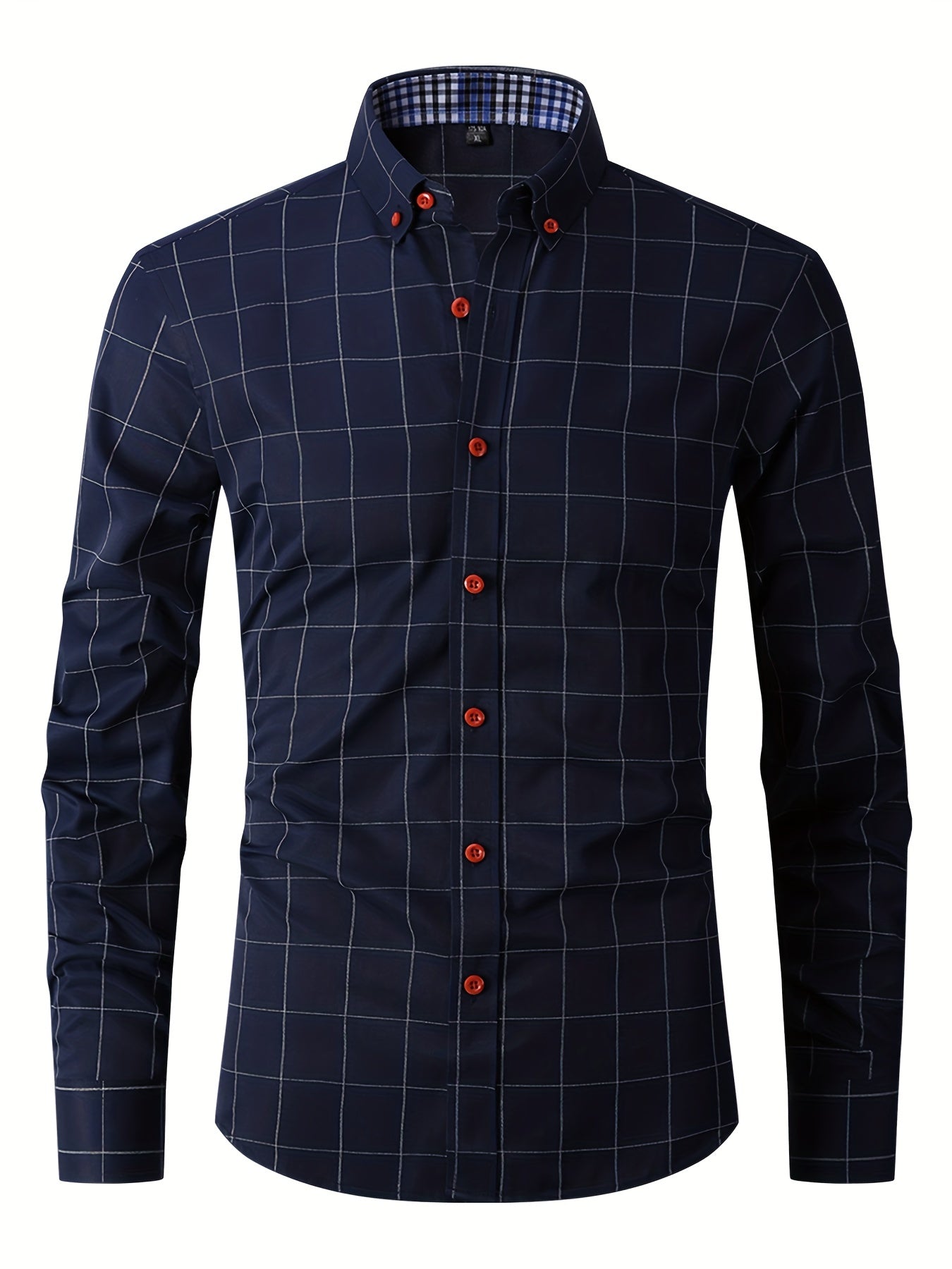 Hemd | Langarm | Slim Fit | Oxford Hemd | Herren-Knopfleistenhemd-Navy blau-M-Chaps Herrenmode