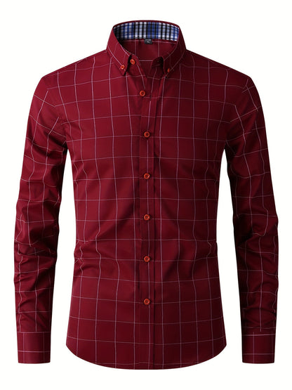 Hemd | Langarm | Slim Fit | Oxford Hemd | Herren-Knopfleistenhemd-Rot-M-Chaps Herrenmode