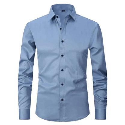 Hemd - Langarm - Stretchig - Bügelfreies Hemd - Herrenhemd-Hellblau-S-Chaps Herrenmode