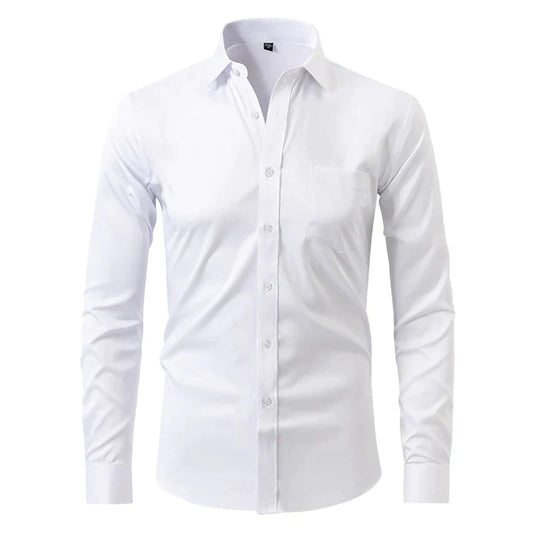 Hemd - Langarm - Stretchig - Bügelfreies Hemd - Herrenhemd-Weiß-S-Chaps Herrenmode