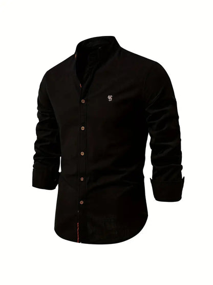 Hemd mit Knopfleiste - Bequem - Schmale Passform - Lange Ärmel - Herrenhemden-Schwarz-XS-Chaps Herrenmode