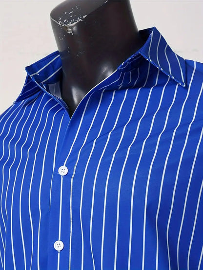 Hemd mit Knopfleiste - Gestreiftes Langarmhemd für Männer mit schmaler Passform-Chaps Herrenmode