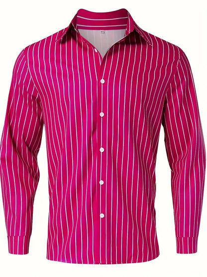 Hemd mit Knopfleiste - Gestreiftes Langarmhemd für Männer mit schmaler Passform-Chaps Herrenmode