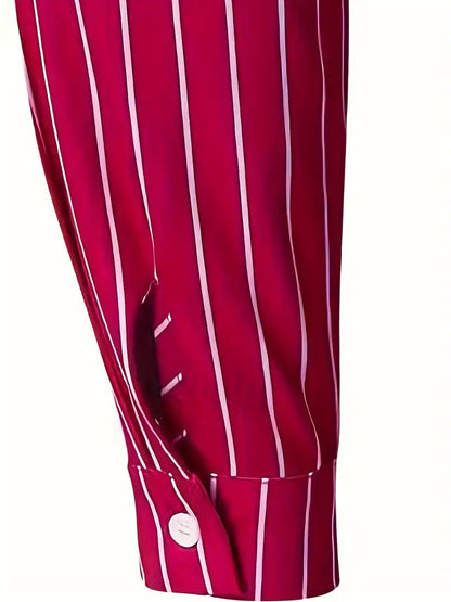 Hemd mit Knopfleiste - Gestreiftes Langarmhemd für Männer mit schmaler Passform-Chaps Herrenmode
